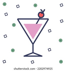 vector image. colored drinks elements icon with circles and boxes around.