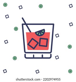 vector image. colored drinks elements icon with circles and boxes around.