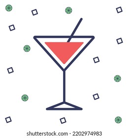 Vektorbild. farbige Getränkeelemente Symbol mit Kreisen und Kisten um.