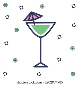 vector image. colored drinks elements icon with circles and boxes around.