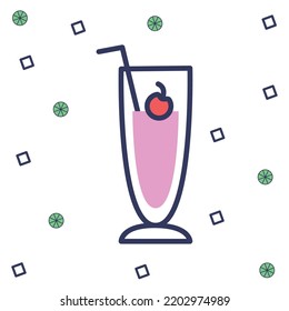 vector image. colored drinks elements icon with circles and boxes around.