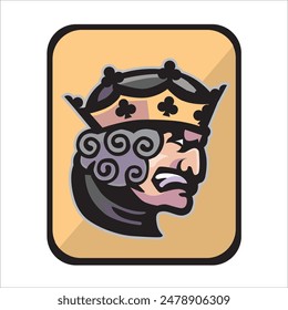 Vector image of colored illustration of the curly card king's face icon