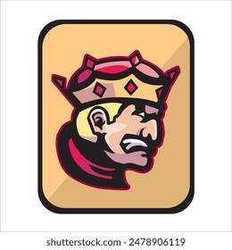 Vector image of colored illustration of the face icon of the king of tile cards
