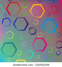 Vector image of a colorful abstract background with geometric shapes. Multicolored hexagons on a colorful background. New design for your ad, poster, banner.