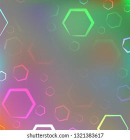 Vector image of a colorful abstract background with geometric shapes. Multicolored hexagons on a colorful background. New design for your ad, poster, banner.