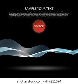 Vector image Colorful abstract waves on black background