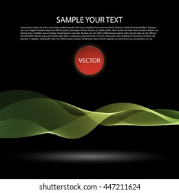 Vector image Colorful abstract waves on black background