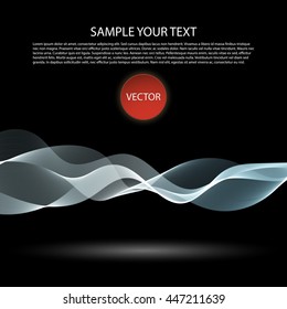 Vector image Colorful abstract waves on black background