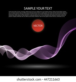 Vector image Colorful abstract waves on black background