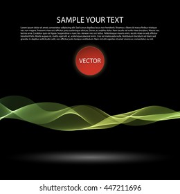 Vector image Colorful abstract waves on black background