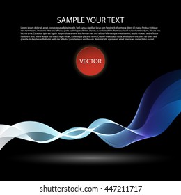 Vector image Colorful abstract waves on black background