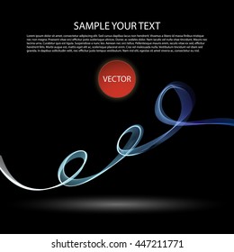 Vector image Colorful abstract waves on black background