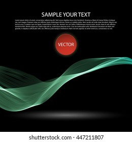 Vector image Colorful abstract waves on black background