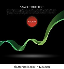 Vector image Colorful abstract waves on black background