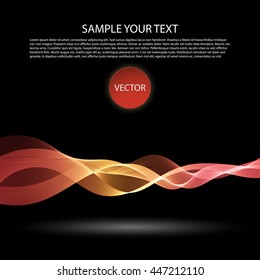 Vector image Colorful abstract waves on black background