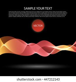 Vector image Colorful abstract waves on black background
