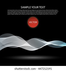 Vector image Colorful abstract waves on black background
