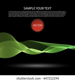Vector image Colorful abstract waves on black background