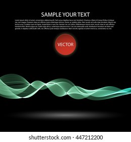 Vector image Colorful abstract waves on black background