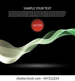 Vector image Colorful abstract waves on black background