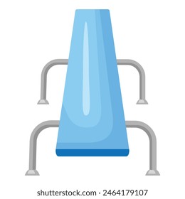 Vector image of a colorful blue waterslide with silver stairs, perfect for theme park designs