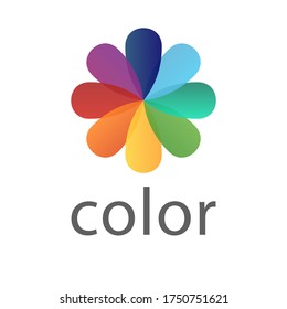 Vector image of a colorful flower. Abstract logo template for media, digital, business, beauty, wellness, yoga, spa, fashion, children’s industry, new creative projects, marketing and advertising, web
