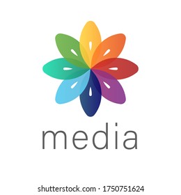 Imagen vectorial de una flor colorida. Plantilla de logotipo abstracto para medios de comunicación, digitales, negocios, belleza, bienestar, yoga, spa, moda, industria infantil, nuevos proyectos creativos, marketing y publicidad, web