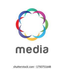 Vector image of a colorful flower. Abstract logo template for media, digital, business, beauty, wellness, yoga, spa, fashion, children’s industry, new creative projects, marketing and advertising, web