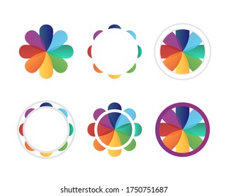 Vector image of a colorful flower. Abstract logo template for media, digital, business, beauty, wellness, yoga, spa, fashion, children’s industry, new creative projects, marketing and advertising, web