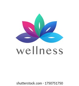 Vector image of a colorful flower. Abstract logo template for media, digital, business, beauty, wellness, yoga, spa, fashion, children’s industry, new creative projects, marketing and advertising, web