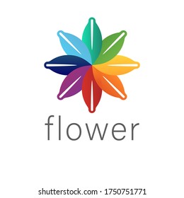 Vector image of a colorful flower. Abstract logo template for media, digital, business, beauty, wellness, yoga, spa, fashion, children’s industry, new creative projects, marketing and advertising, web
