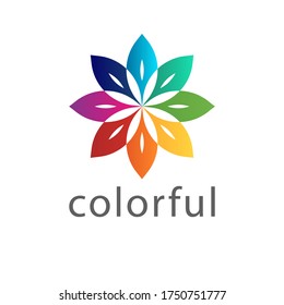 Vector image of a colorful flower. Abstract logo template for media, digital, business, beauty, wellness, yoga, spa, fashion, children’s industry, new creative projects, marketing and advertising, web