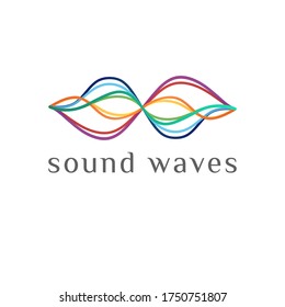 Vector image of colorful gradient smooth lines of vibration of a sound wave or sea wave, water flow. Template for abstract logo, identity, icon for a recording studio, music store, acoustic equipment.