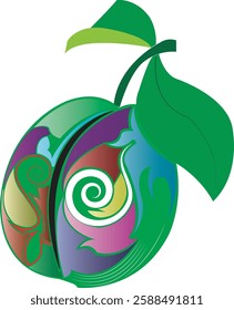 vector image of colorful guava fruit with art

