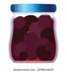 Vector image of a colorful jar filled with purple jam, isolated on a white background