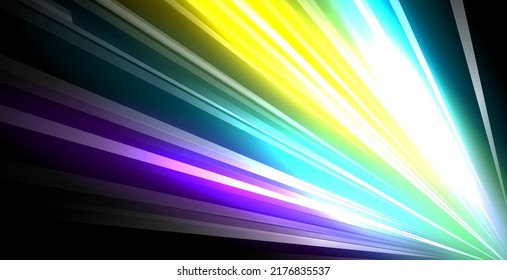 Vector image of colorful light trails with motion blur effect, long time exposure. Isolated on background