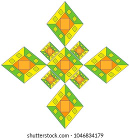 vector image colorful ornament from multi-colored geometric shapes on a white background.