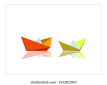 Vector image of colorful paper boat illustration