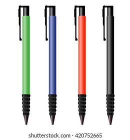 vector image of colorful plastic pens for writing on paper