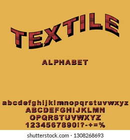 Vector image of colorful textile alphabet for your design and text on yellow background