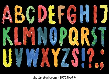 Vector image of colorful watercolor letters of alphabet