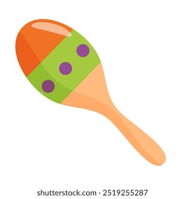 Vector image of a colorful wooden maraca, ideal for musical play.