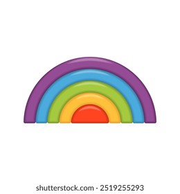 Vector image of a colorful wooden rainbow, ideal for children play and learning.