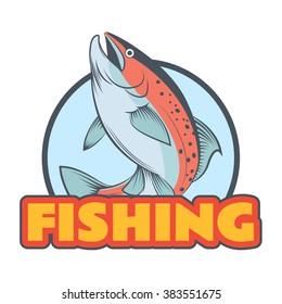 Vector image of a colourful line trout banner