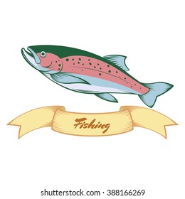Vector image of a colourful line trout banner