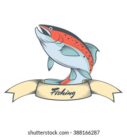 Vector image of a colourful line trout banner