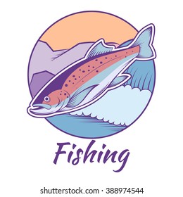 Vector image of a colourful line trout banner