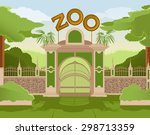 Vector image of a colurful zoo gate