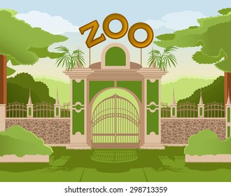 Vector Image Of A Colurful Zoo Gate