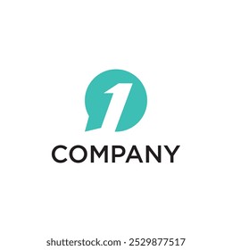 vector image of a combination of the number one shape with the chat symbol shape